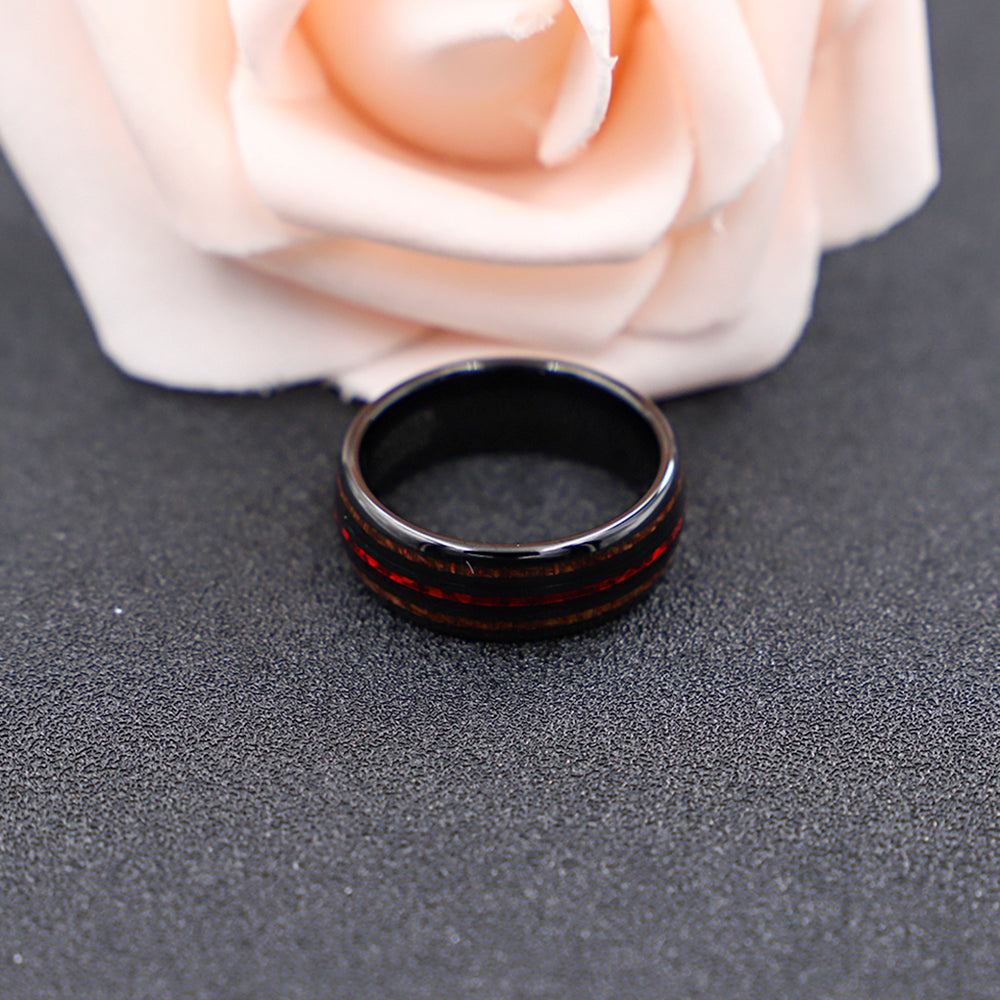 L'Alliance Arboreal | Bague pour homme | Jonc en tungstène et bois poli