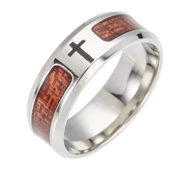 The Yggdrasil Ring | Stainless Steel & Solid Wood Inlay - Unisex Ring