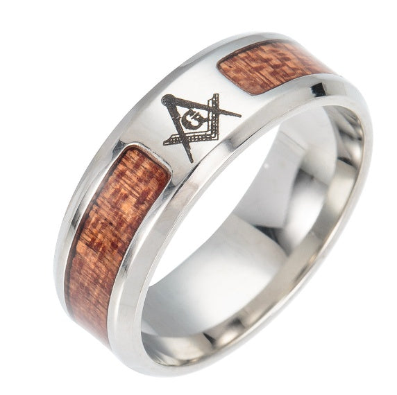 The Yggdrasil Ring | Stainless Steel & Solid Wood Inlay - Unisex Ring