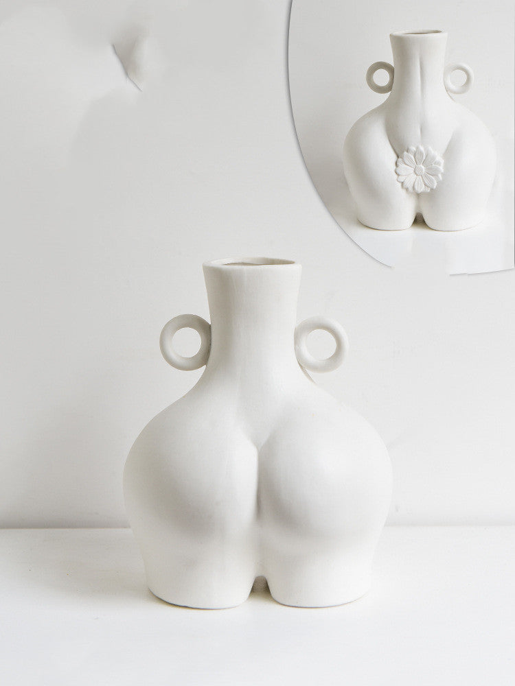 The Curve Muse: Hand-Painted Ceramic Vase
