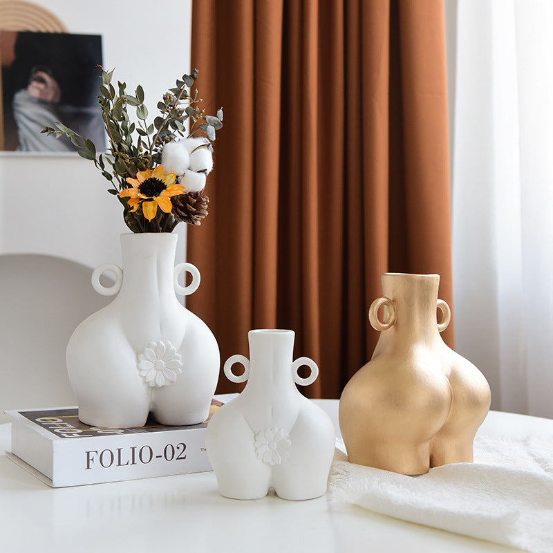 The Curve Muse: Hand-Painted Ceramic Vase