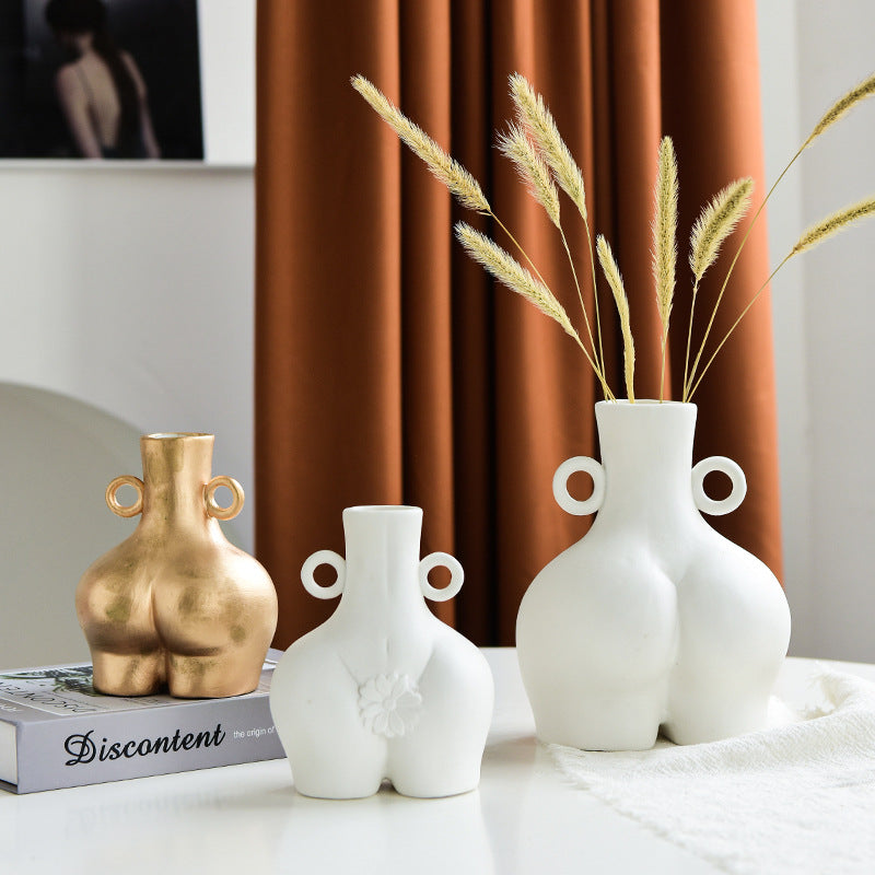 The Curve Muse: Hand-Painted Ceramic Vase