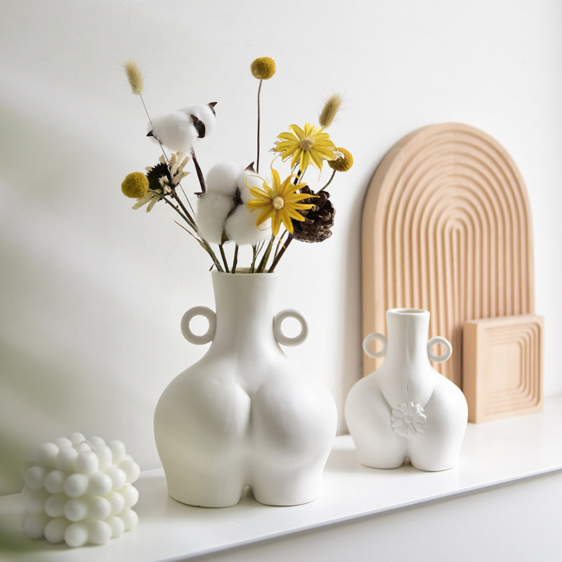 The Curve Muse: Hand-Painted Ceramic Vase