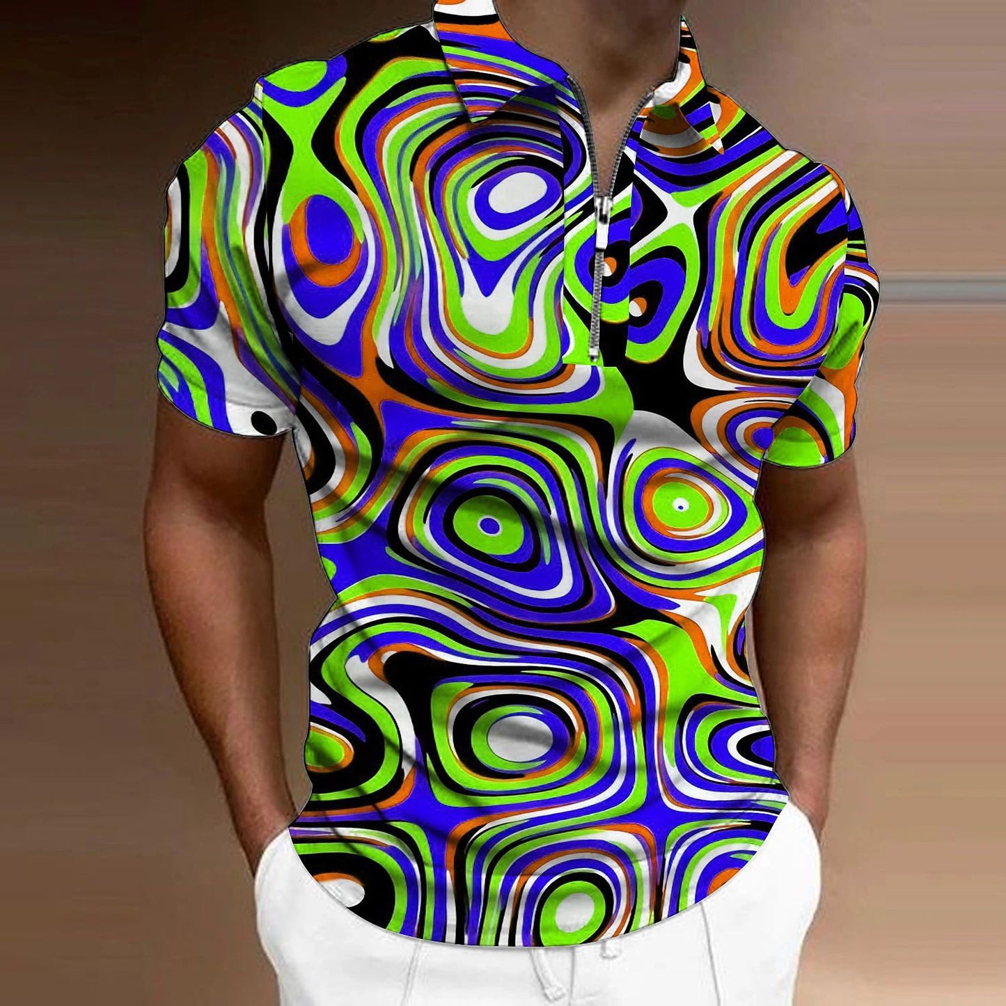 The Chromatic Vortex | Optical 3D Tech-Mesh Polo 🌀