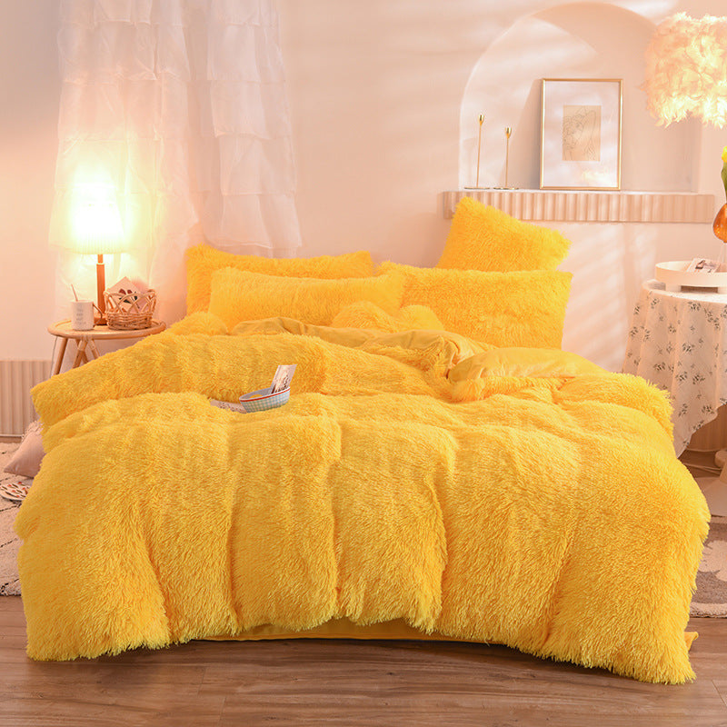 The Midnight Velvet: Ultra-Plush Shaggy Fleece Sanctuary (Queen King Bedding Set)