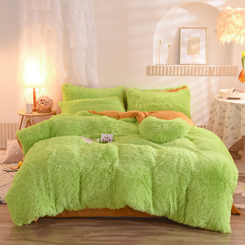 The Midnight Velvet: Ultra-Plush Shaggy Fleece Sanctuary (Queen King Bedding Set)
