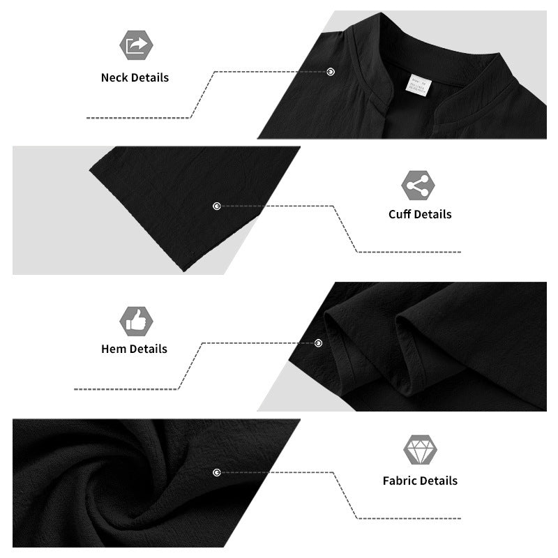 🌬️ The Nomad-Suite: Men’s Breathable V-Neck Linen Set