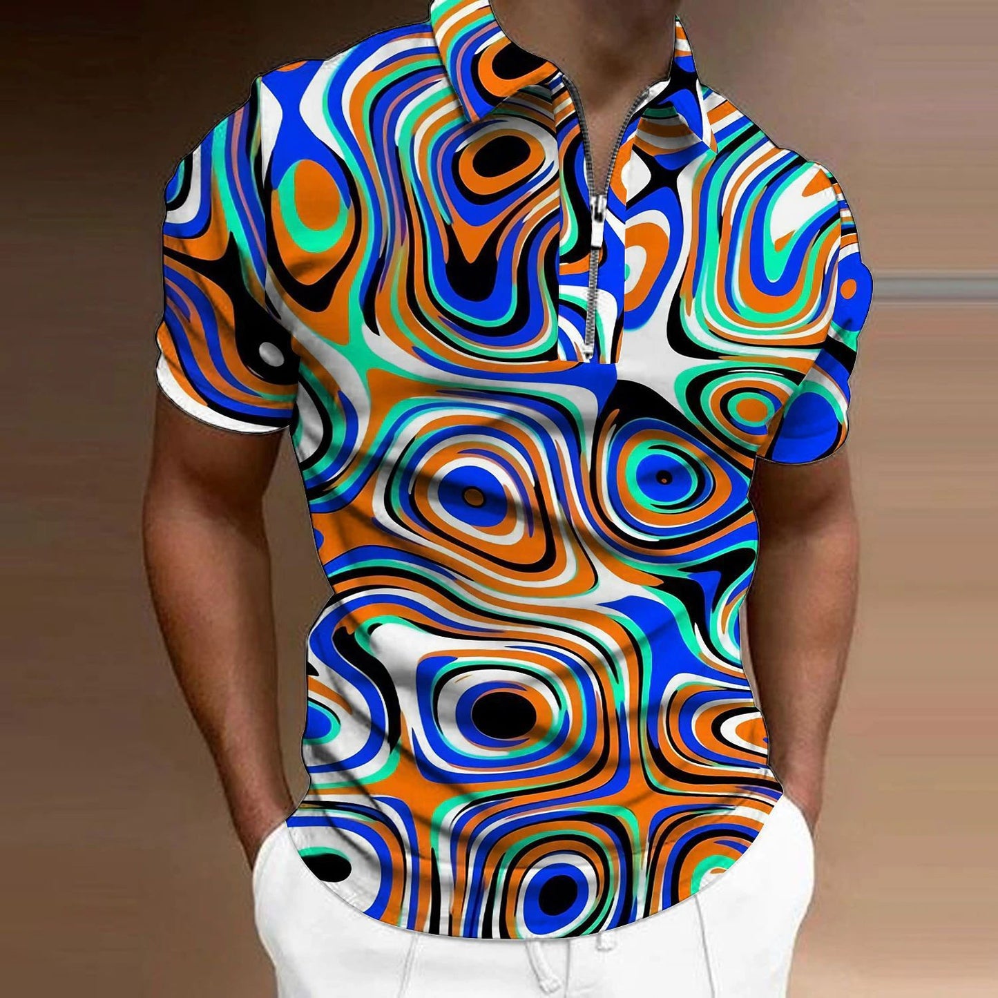 The Chromatic Vortex | Optical 3D Tech-Mesh Polo 🌀