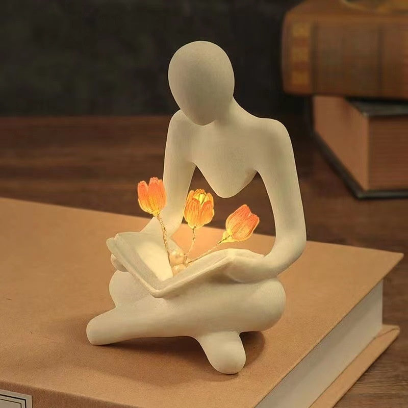 The Contemplative Bloom | Abstract Reader Tulip Nightlight 🌷✨