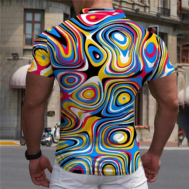 The Chromatic Vortex | Optical 3D Tech-Mesh Polo 🌀
