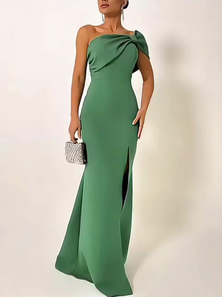 🌿 Le Nœud émeraude: Robe maxi bustier sculptée