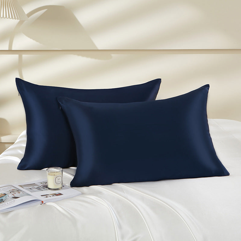 🩵 L’Azure Serenity : Taie d'oreiller en soie de mûrier 22 mommes