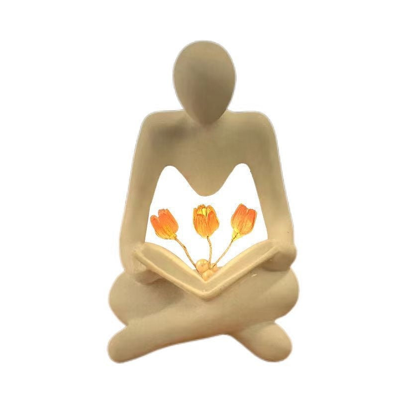 The Contemplative Bloom | Abstract Reader Tulip Nightlight 🌷✨