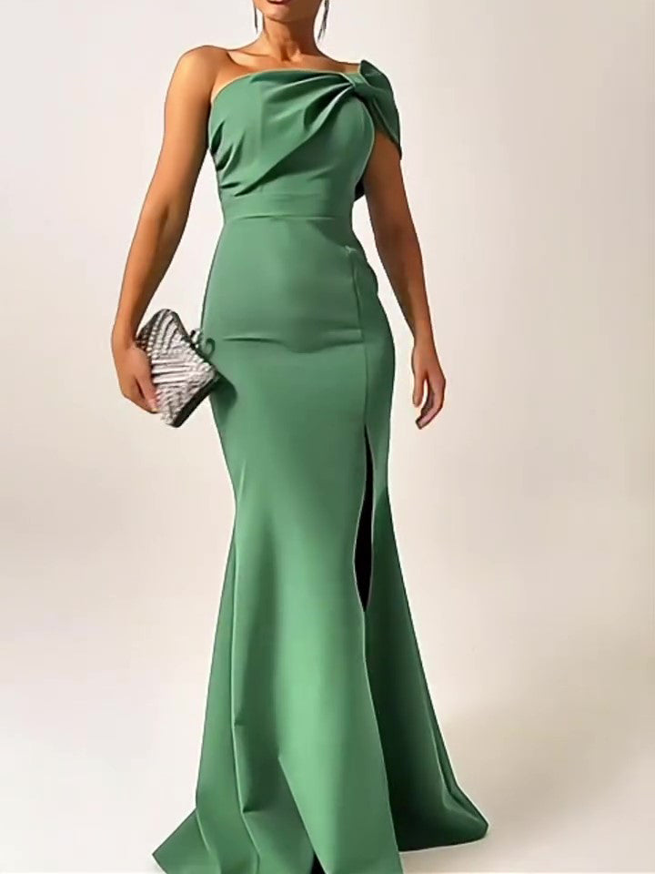 🌿 Le Nœud émeraude: Robe maxi bustier sculptée