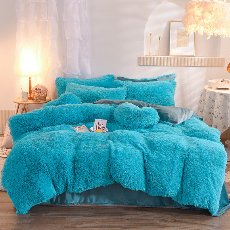 The Midnight Velvet: Ultra-Plush Shaggy Fleece Sanctuary (Queen King Bedding Set)