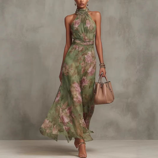 The Emerald Halcyon | Resort-Style Halter Maxi Dress 🌿✨