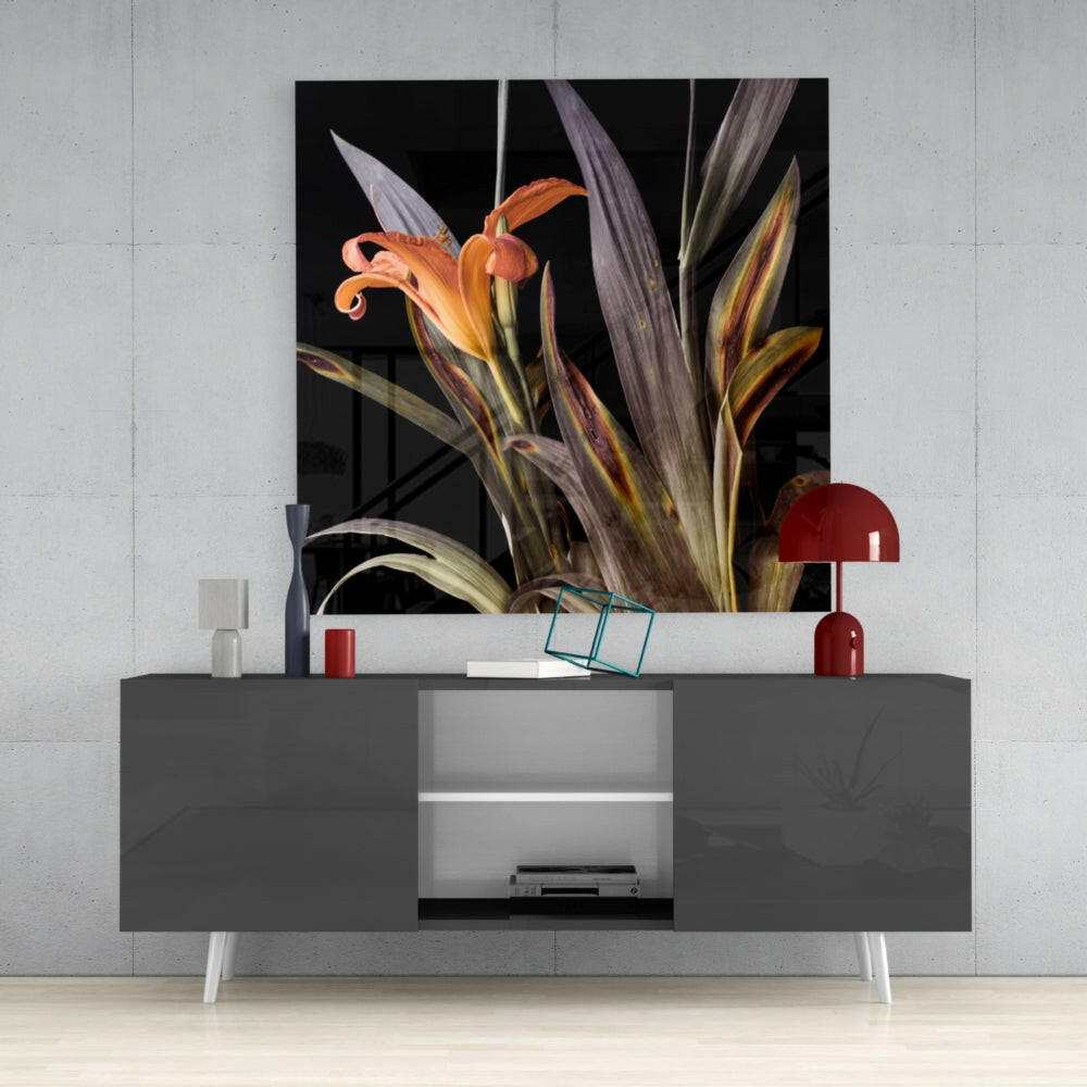 Art mural floral sur verre
