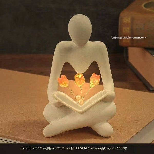 The Contemplative Bloom | Abstract Reader Tulip Nightlight 🌷✨