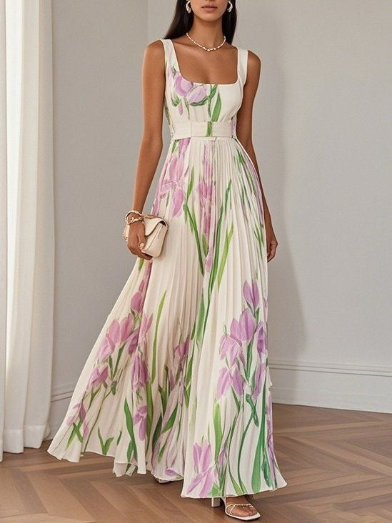The Ethereal Flora | Pleated A-Line Summer Midi 🌸✨
