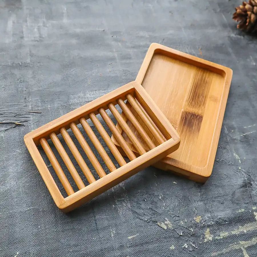🎋 Porte-savon en bambou à double couche