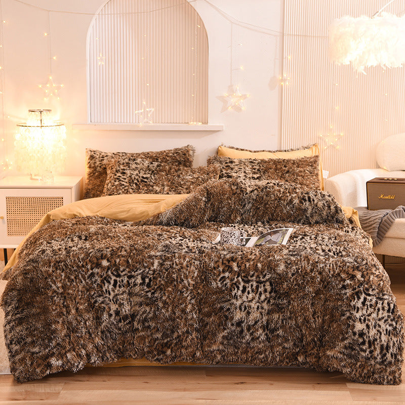 The Midnight Velvet: Ultra-Plush Shaggy Fleece Sanctuary (Queen King Bedding Set)