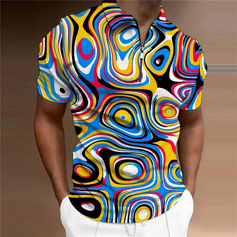 The Chromatic Vortex | Optical 3D Tech-Mesh Polo 🌀
