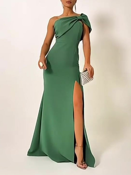 🌿 Le Nœud émeraude: Robe maxi bustier sculptée