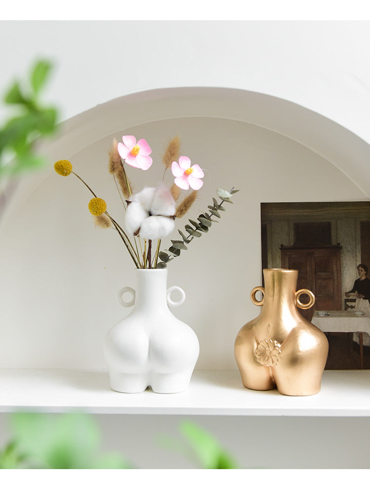 The Curve Muse: Hand-Painted Ceramic Vase