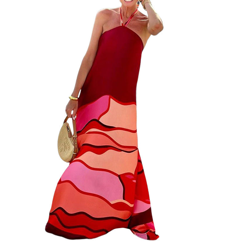 The Geometric Muse | Halter Backless A-Line Midi 🍷✨