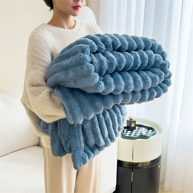 🐰ྀི Le Nuage-Dérive : Jeté de lit en fausse fourrure de lapin et texture bulles