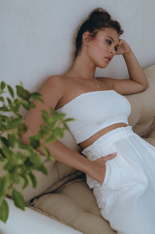 Isola Smocked Top- Linen 🍃🤍