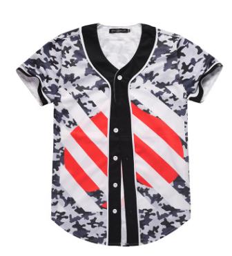 3D Short Sleeve T shirt Men Baseball Jersey Sport Slim Fit V Neck T-shirts Casual Streetwear Trendy Style-5