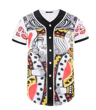 3D Short Sleeve T shirt Men Baseball Jersey Sport Slim Fit V Neck T-shirts Casual Streetwear Trendy Style-8
