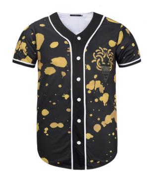 3D Short Sleeve T shirt Men Baseball Jersey Sport Slim Fit V Neck T-shirts Casual Streetwear Trendy Style-9