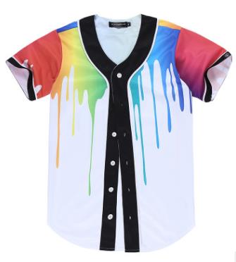 3D Short Sleeve T shirt Men Baseball Jersey Sport Slim Fit V Neck T-shirts Casual Streetwear Trendy Style-6