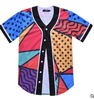 3D Short Sleeve T shirt Men Baseball Jersey Sport Slim Fit V Neck T-shirts Casual Streetwear Trendy Style-3