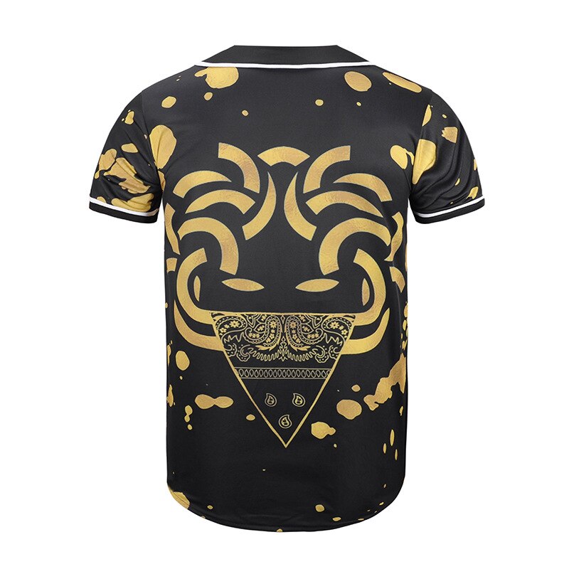 3D Short Sleeve T shirt Men Baseball Jersey Sport Slim Fit V Neck T-shirts Casual Streetwear Trendy Style-4