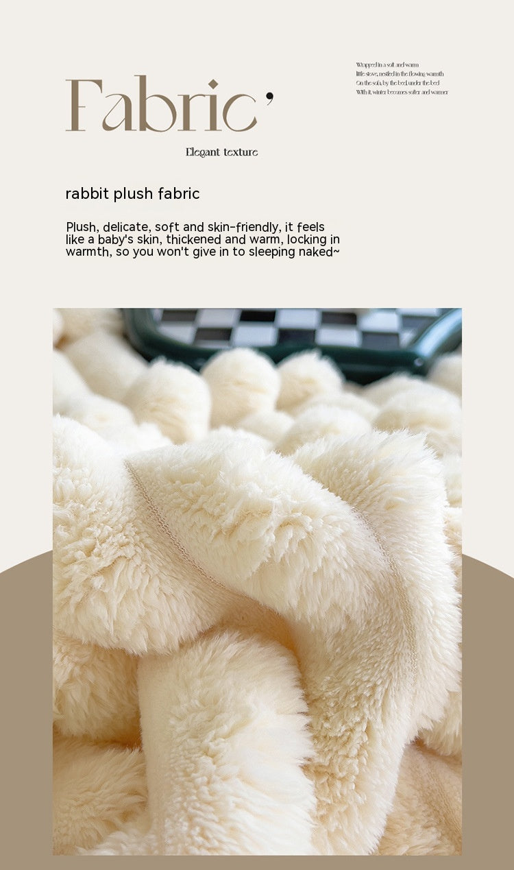 🐰ྀི Le Nuage-Dérive : Jeté de lit en fausse fourrure de lapin et texture bulles