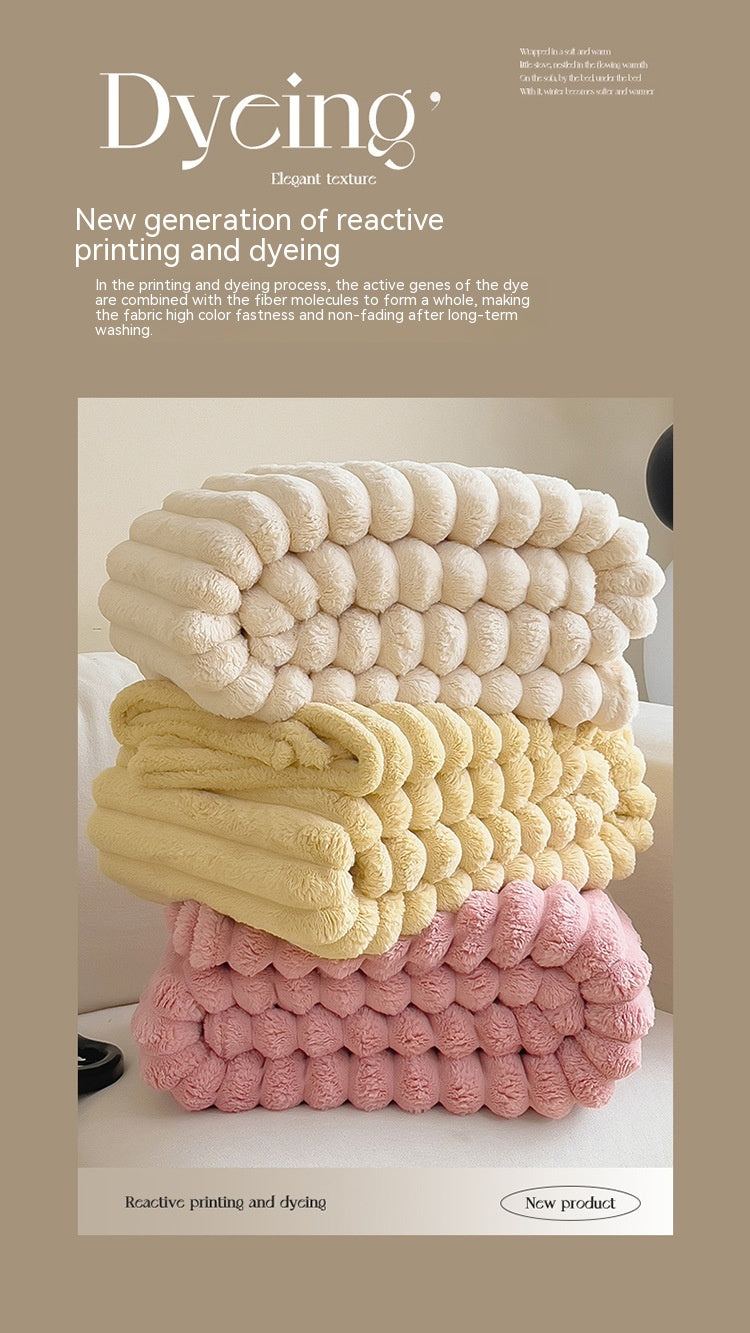 🐰ྀི Le Nuage-Dérive : Jeté de lit en fausse fourrure de lapin et texture bulles