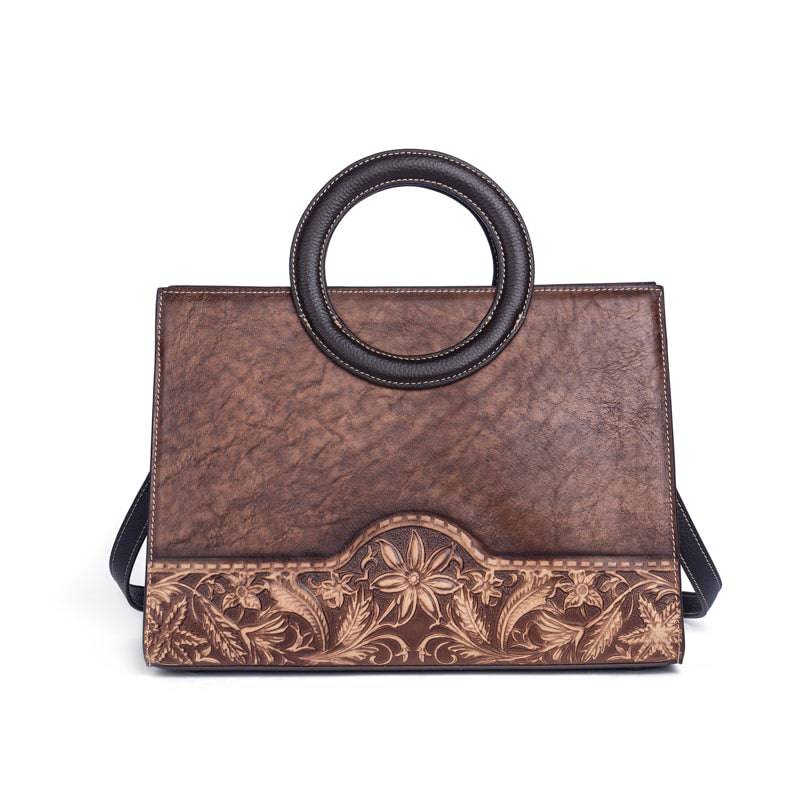 Crossbody Artisan Tote: Hand-Painted Leather