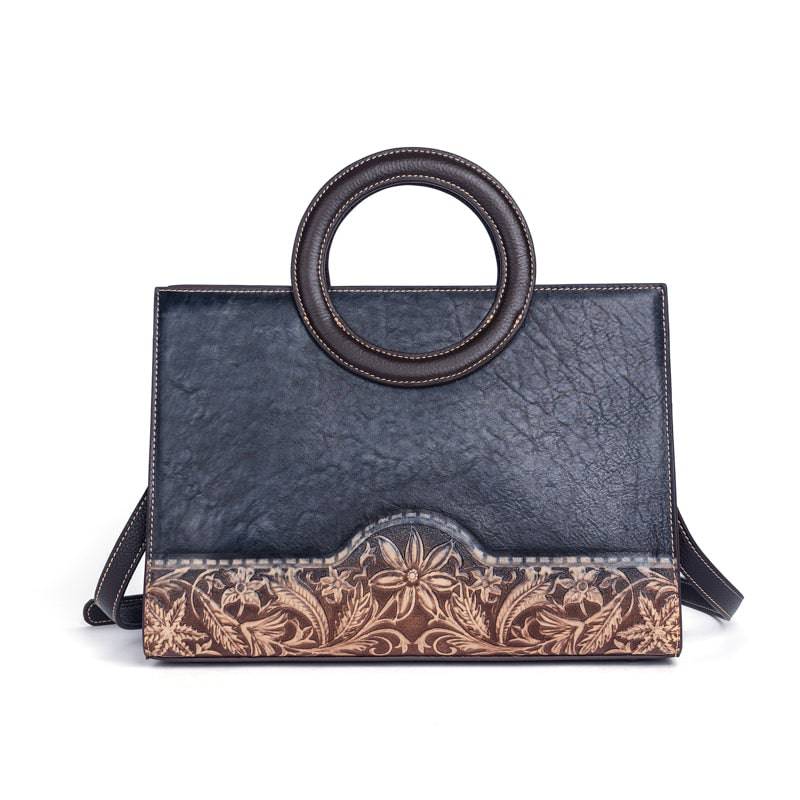 Crossbody Artisan Tote: Hand-Painted Leather