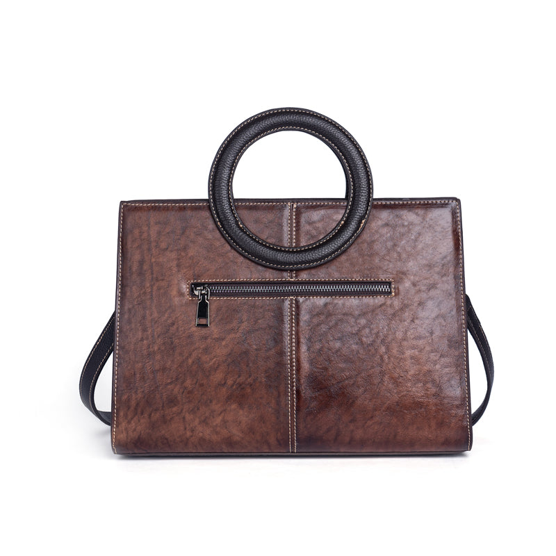 Crossbody Artisan Tote: Hand-Painted Leather