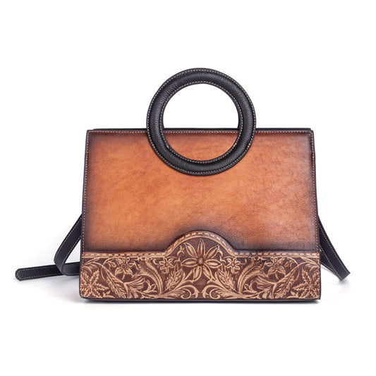 Crossbody Artisan Tote: Hand-Painted Leather