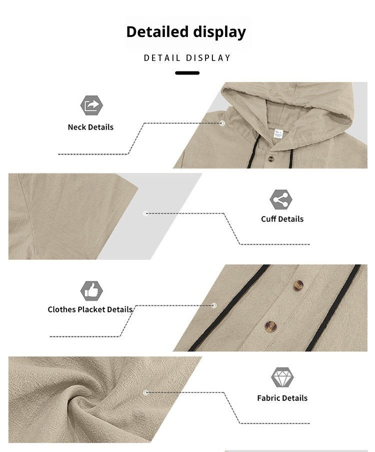 🌬️ The Nomad-Suite: Men’s Breathable V-Neck Linen Set